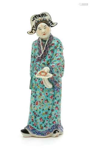 A Chinese Famille Verte Porcelain Standing Figure