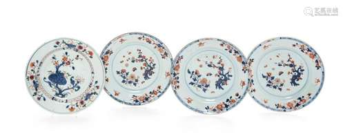 Four Chinese Export Porcelain 'Imari' Pattern Plates