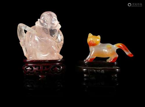 Two Chinese Hardstone Figures Taller: height 3 7/8 in.,