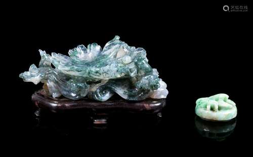 A Chinese Green Quartz Lotus-Form Brush WasherÂ  Length