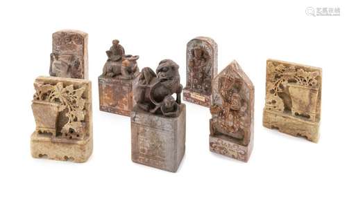 Nineteen Chinese Soapstone Carvings Largest: height 7