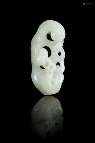 A Chinese White Jade Lingzhi GroupÂ  Length 3 3/8 in.,