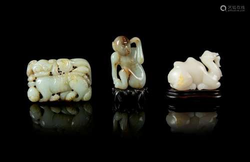 Three Chinese Jade Articles Longest: length 3 1/2 in.,