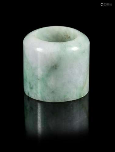 A Chinese Jadeite Archer's Ring Diam 1 3/8 in,. 3.5 cm.