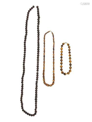 Three Strands of Chinese Beaded Necklaces Longest