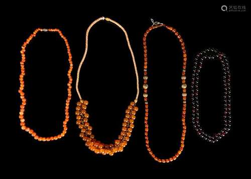 Eight Strands of Chinese Beaded Necklaces Longest: