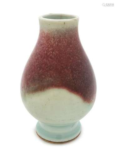 A Chinese Red Glazed Porcelain Bud-Form Vase Height 5