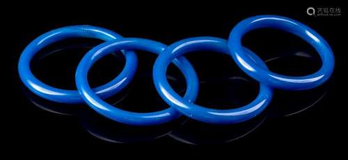 Four Chinese Blue Peking Glass Bangles