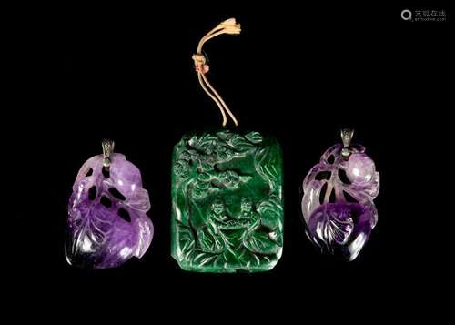 Five Chinese Hardstone Pendants Largest: width 2 1/4