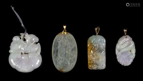 Four Chinese Jadeite Pendants Largest: width 2 in., 5