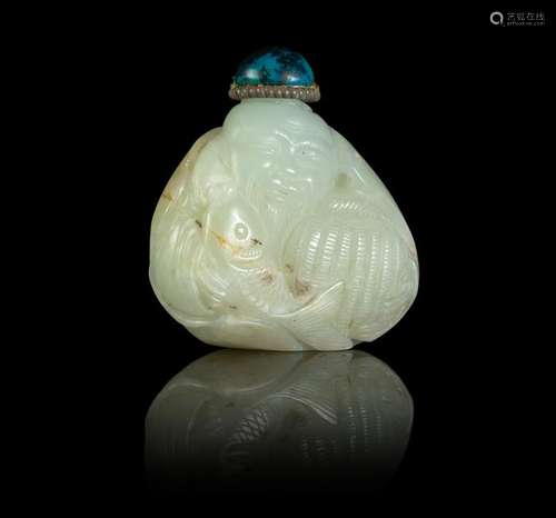 A Chinese Carved White Jade 'Figural' Snuff Bottle