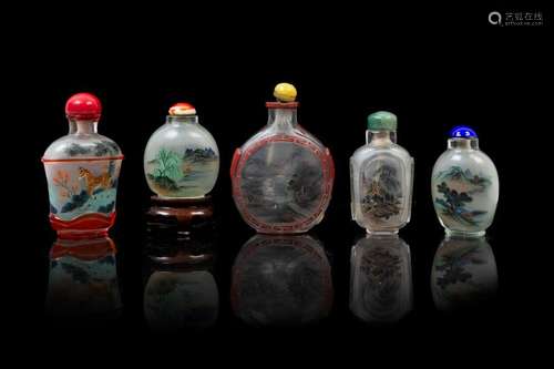 Five Chinese Inside Painted Glass Snuff Bottles