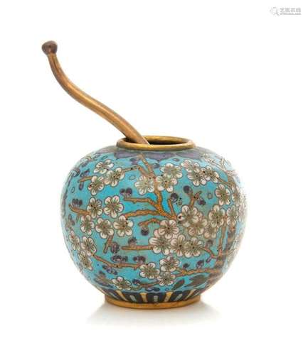 A Chinese Cloisonne Enamel Water Coupe with Spoon