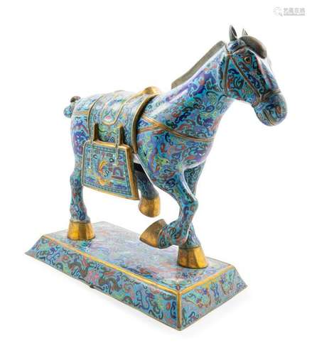 A Chinese Cloisonne Enamel Figure of a Horse Height 21