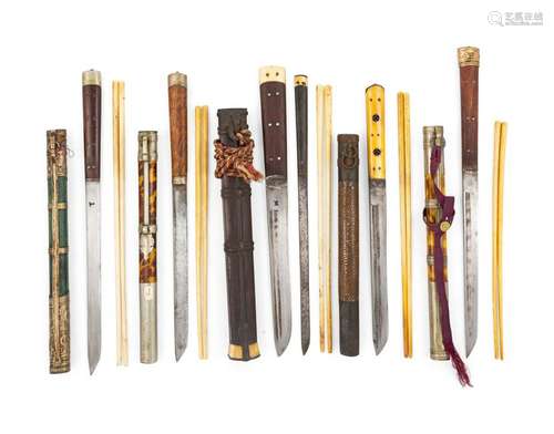 Five Sets of Chinese Chopsticks and Knives Largest: