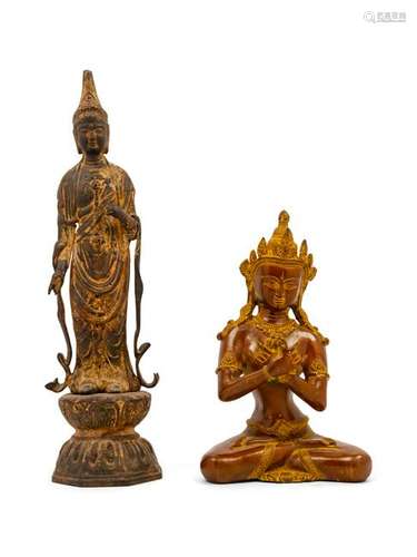 Two Sino-Tibetan Bronze Figures Taller: height 20 1/2