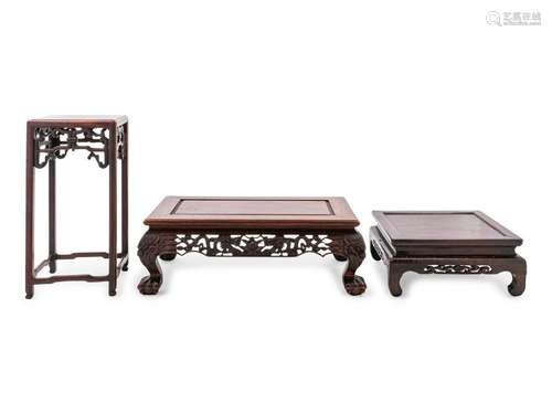 Three Chinese Hardwood Stands Largest: length 15 1/4