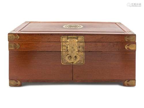 A Chinese Hardwood Chest Height 9 3/8 x length 21 7/8 x