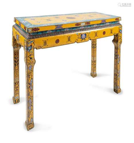 A Chinese Cloisonne Enamel Altar Table Length 40 3/4 x