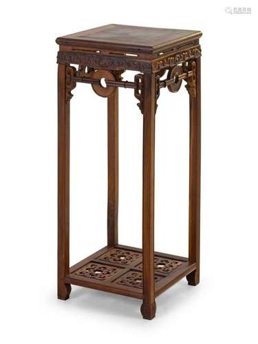 A Chinese Jichimu Wood Square Side Stand Height 34 1/4