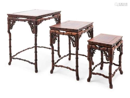 A Set of Three Chinsee 'Imitation Bamboo'Â  Rosewood