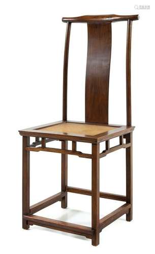 A Chinese Huanghuali Yokeback Side Chairs, Dengguayi