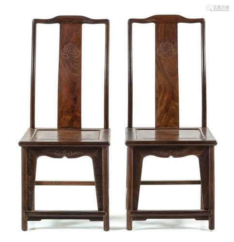 A Pair of Chinese Jichimu Yokeback Side Chairs Height