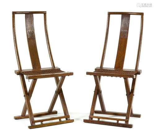 A Pair of Chinese Nanmu Folding ChairsÂ  Height 42 x