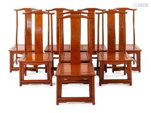 A Set of Eight Chinese Yokeback Chairs Each: height 46