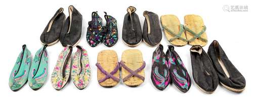 Nine Pairs of Chinese Shoes Longest: length 11 in.,