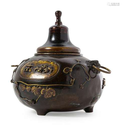 A Japanese Bronze Incense Burner Height 9 in., 23 cm.