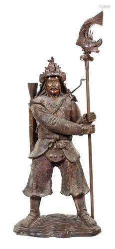 A Large Japanese Bronze Figure of a SamuraiÂ  Height 58