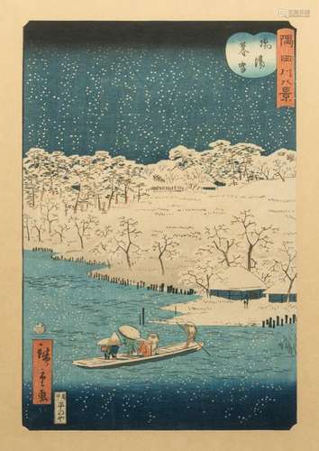 Eight Japanese Woodblock Prints Largest image: height