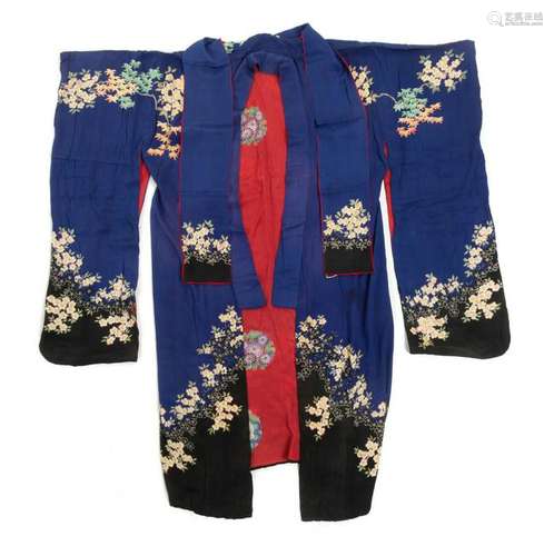 Two Japanese Silk Kimonos Collar to hem: 50 in., 127