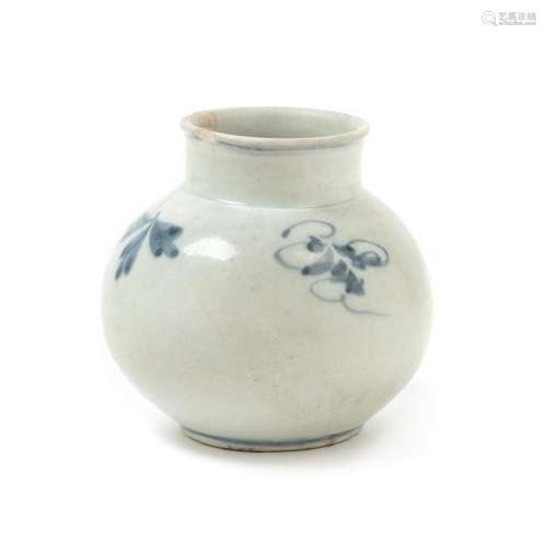 A Small Korean Blue and White Porcelain Jar Height 4