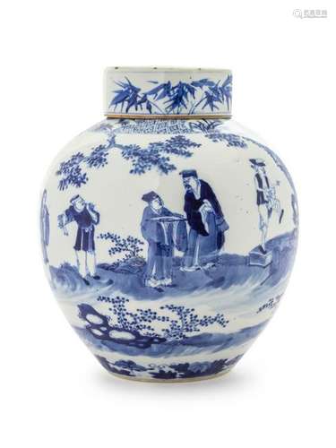 A Chinese Blue and White Porcelain Ginger Jar and Cover