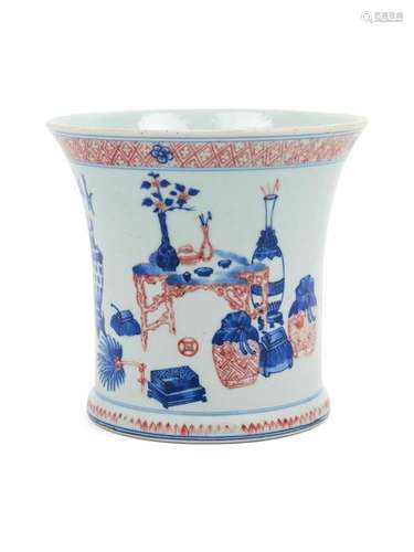 A Chinese Underglazed Blue and Red Porcelain Cachepot