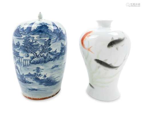 Two Chinese Porcelain Wares Taller: height 13 1/2 in.,