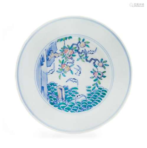 A Chinese Doucai Porcelain Dish Diameter 4 3/4 in.,