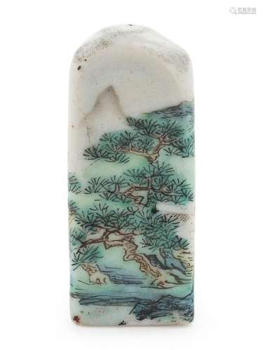 A Chinese Famille Rose Porcelain Seal Height 2 in., 5