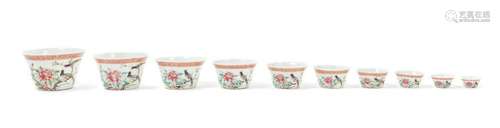 A Set of Ten Chinese Famille Rose Porcelain Cups