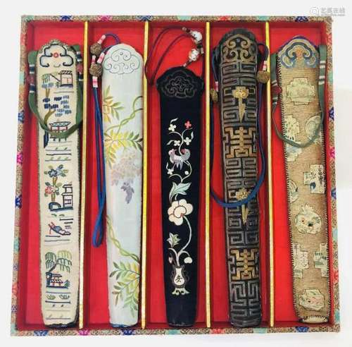 Group of Chinese Silk and Embroidery Fan Case