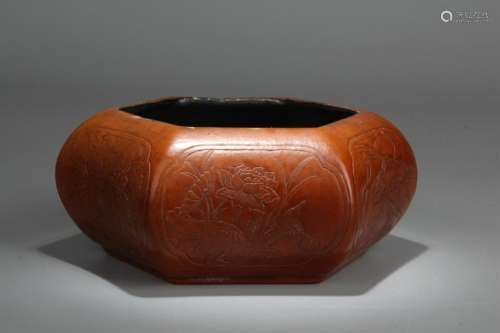 Chinese Gourd Carved Washer, Mark