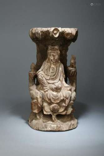 Qing Chinese Wood Carved  Guanyin