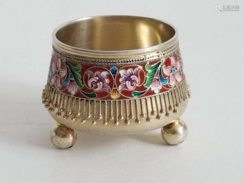 19C Russian Gilt Silver Enamel Master Salt