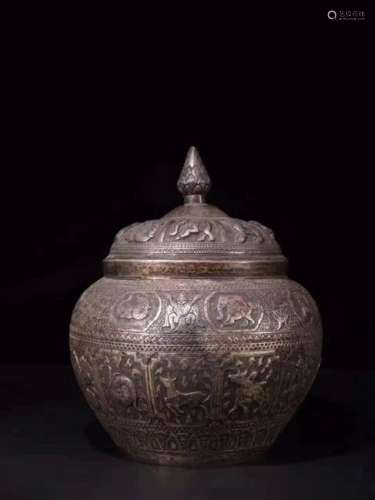 Late Qing Chinese Silver General Cover Jar