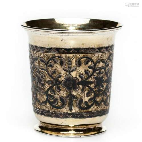 Russian Silver-Gilt & Niello Beaker, 1830