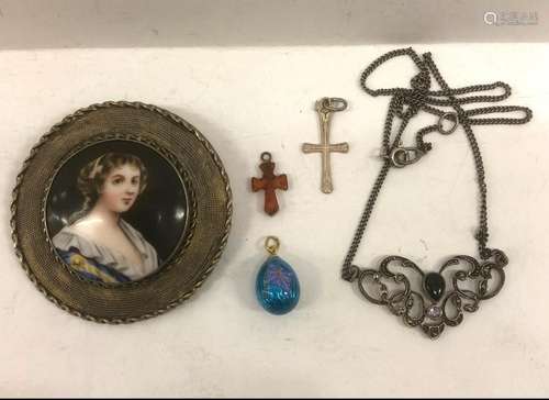 Lot of Silver jewelry and Gold Russian enamel egg