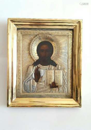 Antique Russian Gilt Silver Icon