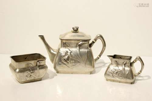 3 Silver Teapot and Suger Bowl